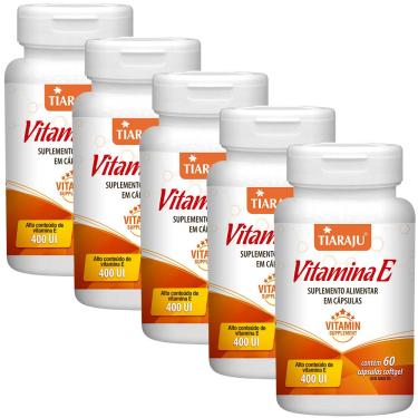 Imagem de Kit 5 Vitamina E 400Ui 60 Cápsulas Tiaraju 