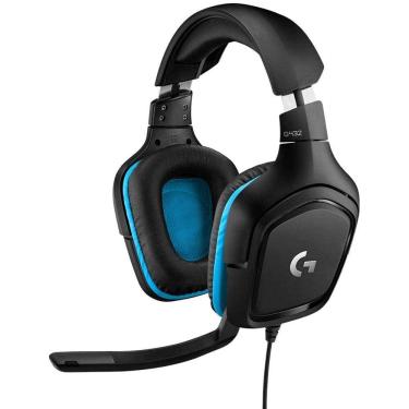 Imagem de Fone de Ouvido Gamer ech G432 Com fio, 7.1 Surround Sound, DTS:X 2.0, Microfone Flip-to-Mute, PC (Leatherette) Preto/Azul