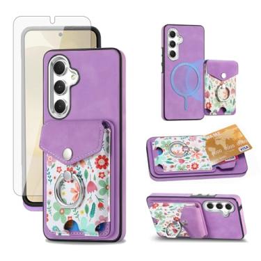 Imagem de Asuwish Capa de celular para Samsung Galaxy S24 Plus S24+ 5G carteira celular com protetor de tela anel fino magnético suporte suporte traseiro compartimento para cartão de crédito S24plus 24S + S 24