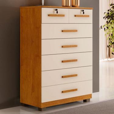 Imagem de Cômoda Realce 7 Gavetas Cinamomo/Off White - Panorama Móveis