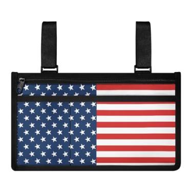 Imagem de LedBack Bolsa lateral para cadeira de rodas, bolsa para andador, bandeira americana, acessórios de apoio de braço, bolsa organizadora para andadores, andadores, scooters