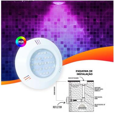Imagem de Refletor Led Rgb 6W Abs Iluminação Multicolorida Para Piscina Prova D'Água- Brustec