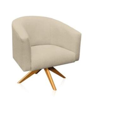 Imagem de Poltrona Decorativa Stella Em Suede Com Base Em Madeira