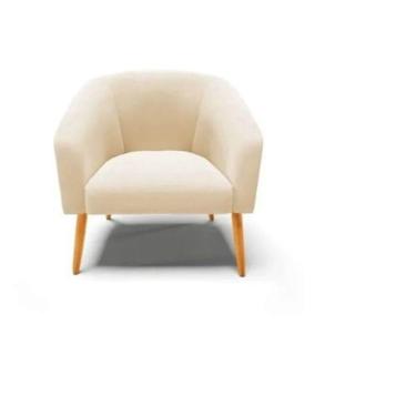 Imagem de Poltrona Decorativa Stella Em Linho Com Pés Palito