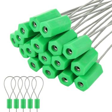 Imagem de APACALI 100 Lacres De Segurança Para Cabos, Numerados, À Prova Violação, Com Cabo Aço Pull-Tite Contêineres, Transporte Em Caminhões, 11,8"/300 Mm (Verde - 11,8" Peças)