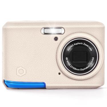 Imagem de Capa de silicone macio compatível com câmera digital Kodak PIXPRO FZ45, capa de silicone de couro de grão superior (branco arroz)