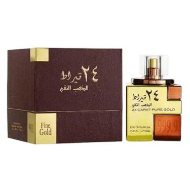 Imagem de Perfume Arabe 24 Carat Pure Gold Eau de Parfum, Fragrância Premium, 100 ml, Embalagem Luxuosa em Marrom e Dourado