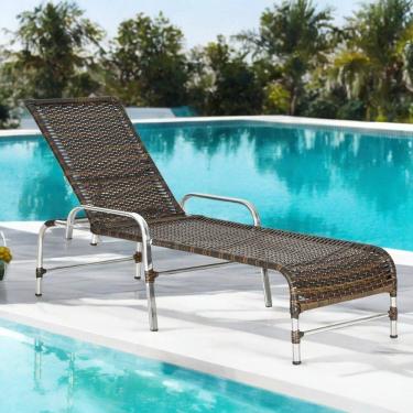 Imagem de Espreguiçadeira Regulável em Alumínio para Piscina e Jardim Catar