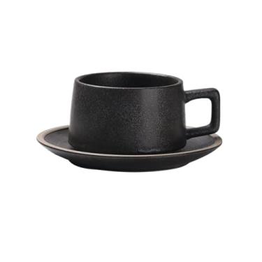 Imagem de Caneca de café retrô para casa xícara de café aveia leite café da manhã restaurante caneca comercial cerâmica com pires 220ml
