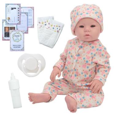 Imagem de Bebê Reborn Abigail 100% Silicone Pode Molhar Macacão Fofo - Cegonha R