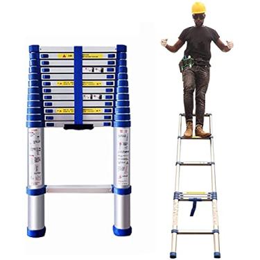 Imagem de OKUOKA Acesso ao sótão/tenda de teto escada telescópica 2,6 m 3,2 m 3,8 m 4,7 m 5 m 6,1 m, escada de extensão dobrável de alumínio leve, carga 150 kg (cor: sem ganchos, tamanho: 5,8 m/19