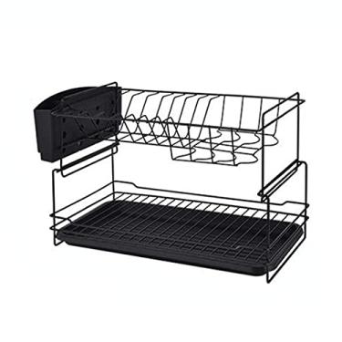 Imagem de BSNANCA Escorredor de pratos, escorredor de pratos, escorredor de pratos, suporte de talheres com bandeja de gotejamento removível, 2 níveis