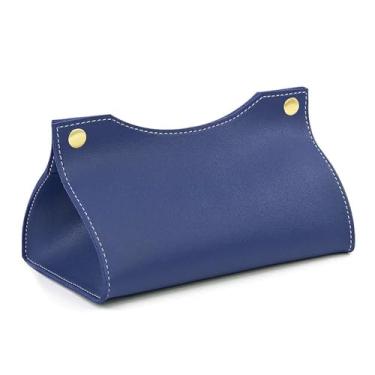 Imagem de Porta-lenços de papel higiênico organizador de couro PU mesa de centro para casa suporte de guardanapo simples caixa de lenços (azul)