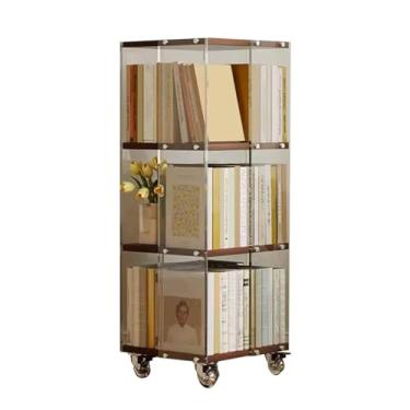 Imagem de Torre giratória de acrílico com rodas, suporte giratório de 360° para armazenamento de exibição para espaços pequenos - organizador de estante de canto estreito para escritório ou sala de estar