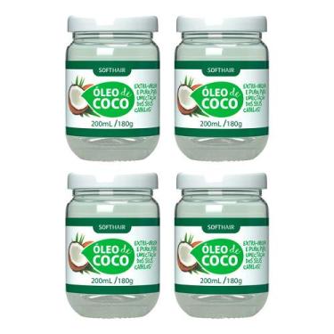 Imagem de Kit 4 Óleo de Côco Extra Virgem para Cabelo e Pele Rosto Tratamento Ca