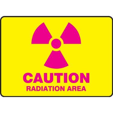 Imagem de Accuform MRAD501VP Placa de segurança de plástico, lenda, área de radiação de cuidado, com gráfico, 18 cm de comprimento x 25 cm de largura x 0,1 cm de espessura, magenta em amarelo