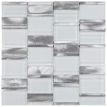 Imagem de Pastilha Mesclada De Vidro E Inox 29,4 X 29,8cm Petrus Glass Mosaic (P