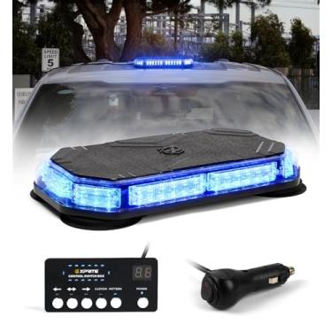 Imagem de Xprite Barra de luz estroboscópica para telhado com painel de controle, 42 LEDs de aviso de perigo piscante de emergência para veículos de trânsito, caminhões de reboque e carros (azul)