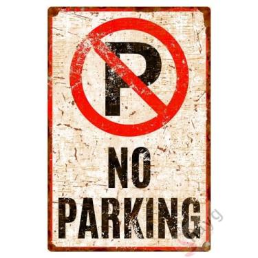 Imagem de Placa de alumínio sem estacionamento, placa de estacionamento reservada com aparência de ferrugem, decoração de metal vintage, placa de estacionamento, sinalização de porta de garagem - 20 x 30 cm