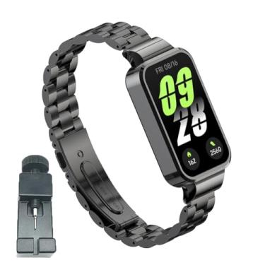 Imagem de T-BLUER Pulseiras compatíveis com Xiaomi Smart Band 9 Active/Redmi Band 3, pulseira de substituição de metal de aço inoxidável, acessórios para Redmi Band 3, Aço inoxidável, Sem Pedra Preciosa