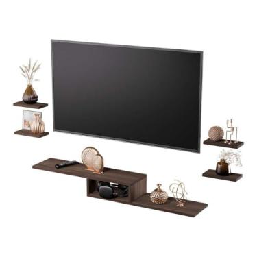 Imagem de Rack Tv Nicho Suspenso para Quarto Sala Nogal 110cm
