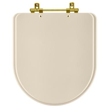 Imagem de Assento Sanitario Poliester Carrara Amendoa Para Vaso Deca Com Ferragem Dourada