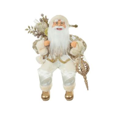 Imagem de Papai Noel Sentado Dourado E Branco 45cm Florarte