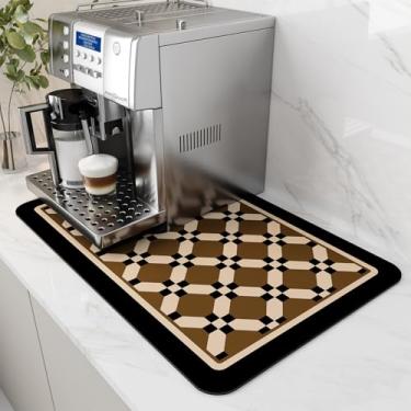 Imagem de AMOAMI Tapete De Café Para Secar Pratos Absorvente Com Fundo Borracha Bancada Cozinha - Serve Cafeteira Ou Máquina Café, Tamanho Amendoim, 12X19