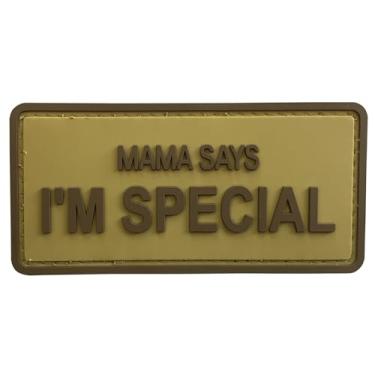 Imagem de uuKen Mama Says I'm Special Patch 3,35" × 1,144.8 cm PVC Coyote Tan com gancho traseiro para arnês de cachorro chapéus coletes bolsas Backpaks (bronzeado coiote)
