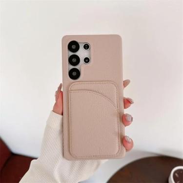 Imagem de YOGISU Capa de couro tipo carteira para Galaxy A54 (para Galaxy A54/Apricot)