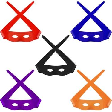 Imagem de Lavwix Pacote com 5 máscaras para os olhos de Halloween, máscara colorida de herói, faixa de cabeça, acessórios de fantasia para festa e cosplay, Mix, Standard