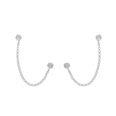 Imagem de BRINCO EAR LINE LYNA PONTO DE LUZ ZIRCÔNIAS FOLHEADO EM RÓDIO BRANCO