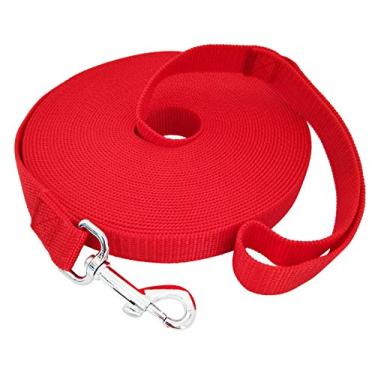 Imagem de TAIDA 20 pés 30 pés 40 pés 127 m Nylon Longo Treinamento Cachorro Coleira para Cães Pequenos Médio Grande, Longa Correia Cão/Puppy Chumbo para Obediência Treinamento de Lembrança, Acampamento ou Quintal, 1 polegada de larguraTaida 40 FOOT vermelho