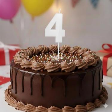 Imagem de Vela De Aniversário Mini Design Número Com 5Cm Silver Festas Branca (Número 4)