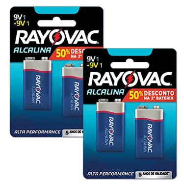 Imagem de Pilha Alcalina 9V Rayovac Bateria 9 Volts 6LR61 6F22 kit 4 unidade