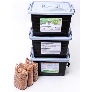 Imagem de Composteira doméstica 105L kit econômico - Reduza seu lixo orgânico e produza adubo orgânico