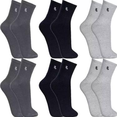Imagem de Kit 6 Pares Meias Lupo Original Masculina Algodão Cano Médio Alto Long