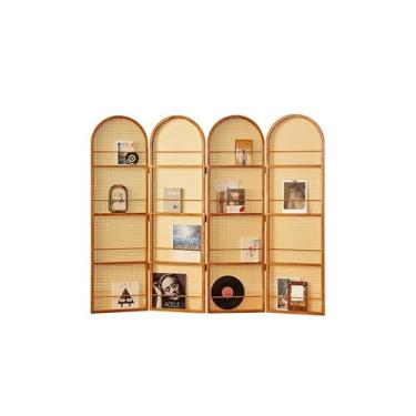 Imagem de Biombo De Vime Dobrável Divisória De Ambiente E Biombo Dobrável, Estante De Armazenamento Móvel, Adequado Para Sala De Estar, Quarto, Escritório.(170 * 50cm 4 pieces)