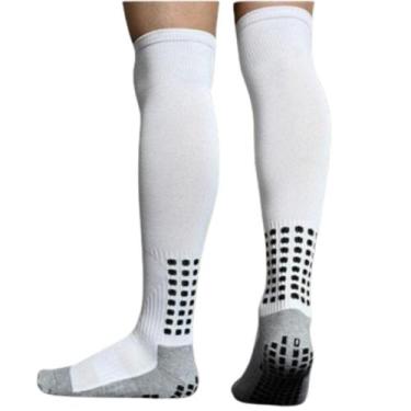 Imagem de Kit 2 Pares Meia Meião Antiderrapante Para Futebol Cano Longo Alto - B