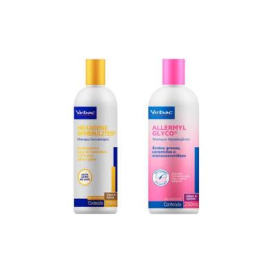 Imagem de 1 Allermyl Glyco Shampoo 250ml + 1 Hexadene Shampoo 250ml - Virbac