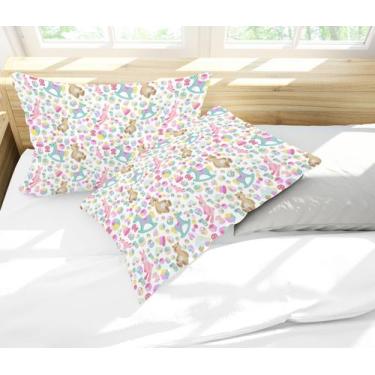 Imagem de Par de Fronhas Estampadas Brinquedos Baby Tons Pastéis 50x70cm - Core 