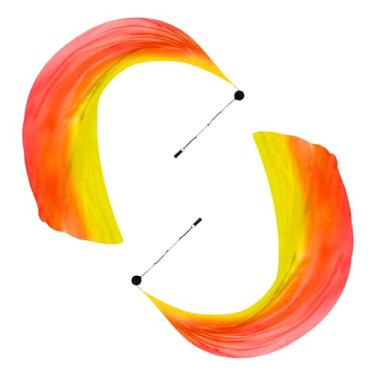 Imagem de PATIKIL Dance Silk Veil Poi 200.7 cm x 81.3 cm, 1 par feminino dança do ventre com bola de arremesso streamer, amarelo laranja vermelho