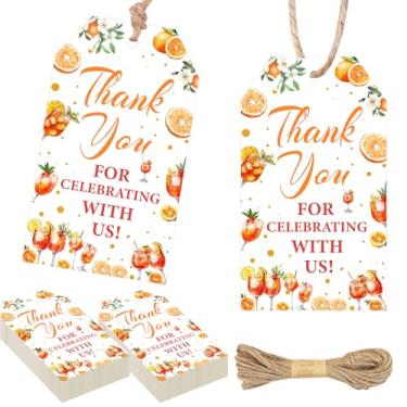 Imagem de Funmemoir Decorações de chá de panela cítrico - 50 peças, etiquetas de agradecimento com cordão, Love at First Spritz, chá de panela, chá de panela, presente para coquetel, aperol, spritz, despedida