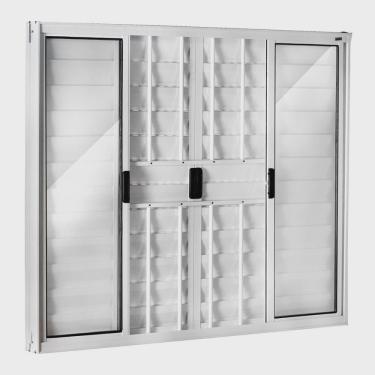 Imagem de Janela de Alumínio Veneziana 100x120cm com Grade 6 Folhas Central Ecosul Esquadrisul