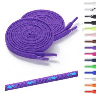 Imagem de Neo-wows 2 pares de cadarços elásticos sem amarração para tênis, duráveis, cadarços para sapatos de cano alto e botas, crianças e adultos, Roxa, 63"(160cm)