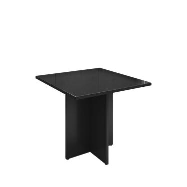 Imagem de Mesa Para Sala De Jantar Paris 90Cm 4 Lugares Com Tampo De Vidro Casa D Preto
