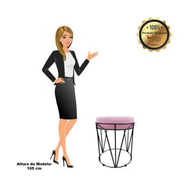 Imagem de Kit 02 Puffs Multiuso Com Mesa 2 Em 1 Suede Rosa Bebê Base Preto