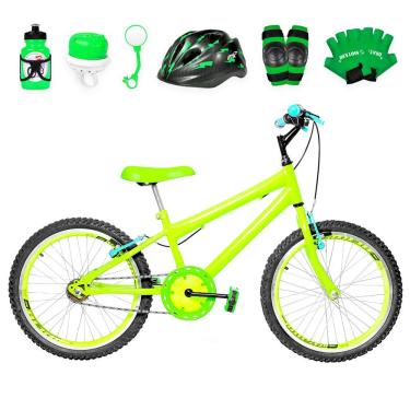 Imagem de Bicicleta Infantil Aro 20 Aero + Kit Proteção Verde Claro
