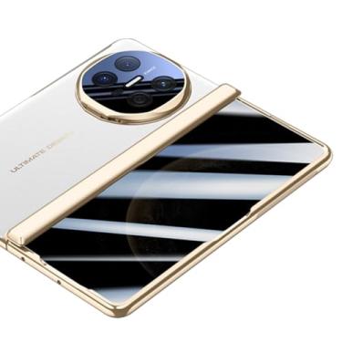 Imagem de POYUFRG Capa galvanizada para Huawei Mate X6, capa antiespiamento de couro empresarial de luxo com proteção de lente de dobradiça com tudo incluído, capa de suporte, branca, Mate X6