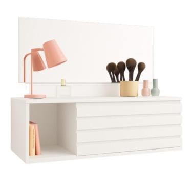 Imagem de Penteadeira Suspensa e Escrivaninha Joy Para Maquiagem E Decoração Com Espelho 1 Gaveta (Branco)